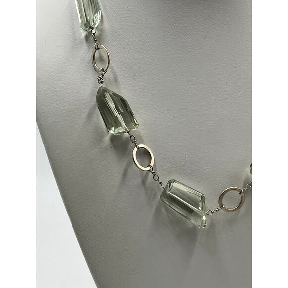 Vintage 925 Sterling Silver Natural Aquamarine Necklace 18" 41g March Birthstone - Picture 2 of 10